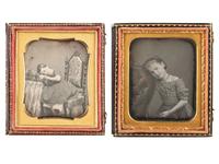 [EARLY PHOTOGRAPHY]. WHITNEY, Edward Tompkins, A pair of sixth plate daguerreotypes of the same young subject taken perhaps a year apart.