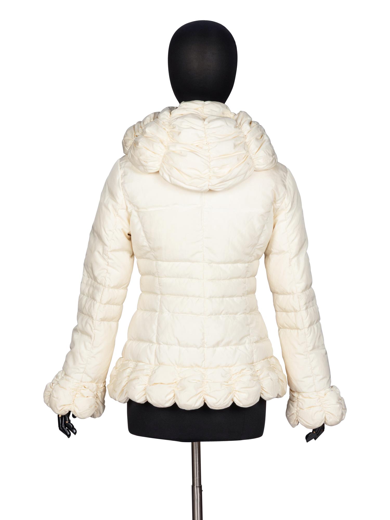 Moncler, Scallop-Edge Cream Puffer Jacket