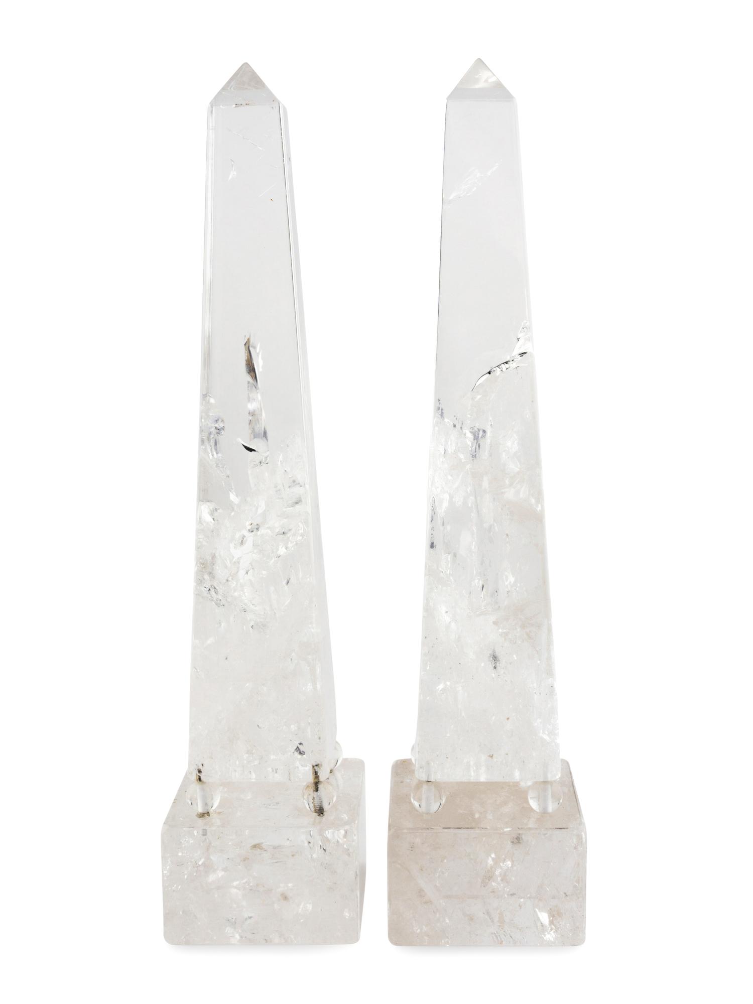 A Pair of Rock Crystal Obelisks