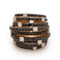 Diamond, Black Diamond, and Rose Gold Ring
