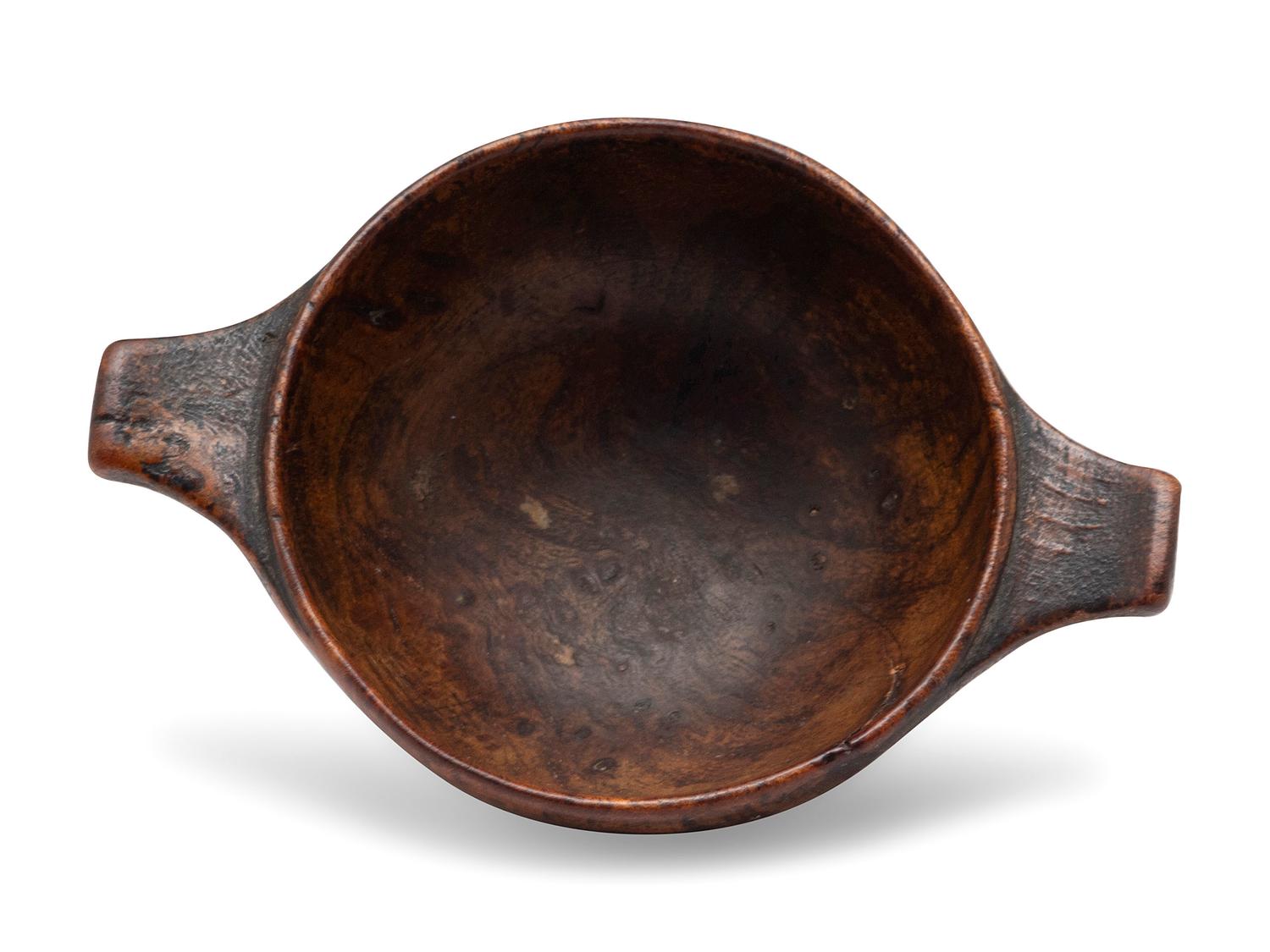A Miniature Handled Burlwood Dough Bowl, 19th Century