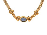NIVA, YELLOW GOLD, SAPPHIRE, AND DIAMOND NECKLACE AND RING