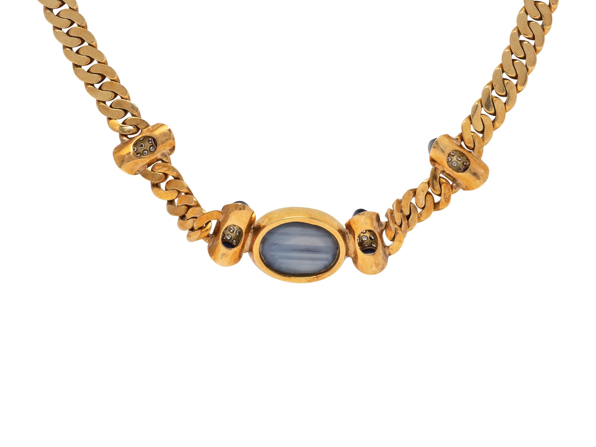 NIVA, YELLOW GOLD, SAPPHIRE, AND DIAMOND NECKLACE AND RING