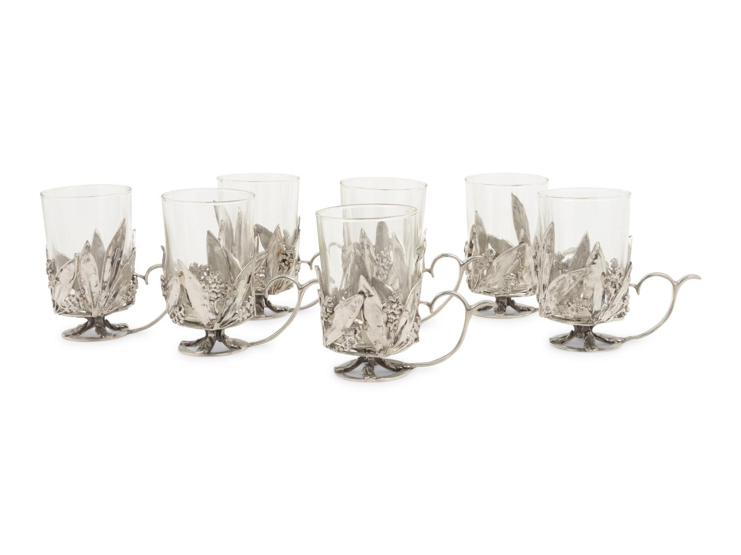 A Collection of Castor Cooper Pewter Stemware