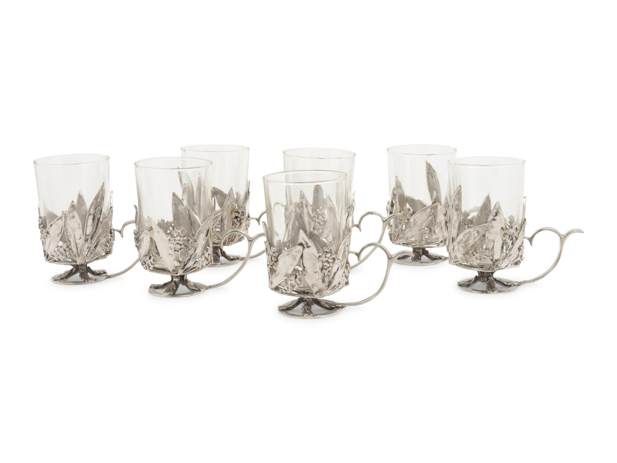 A Collection of Castor Cooper Pewter Stemware