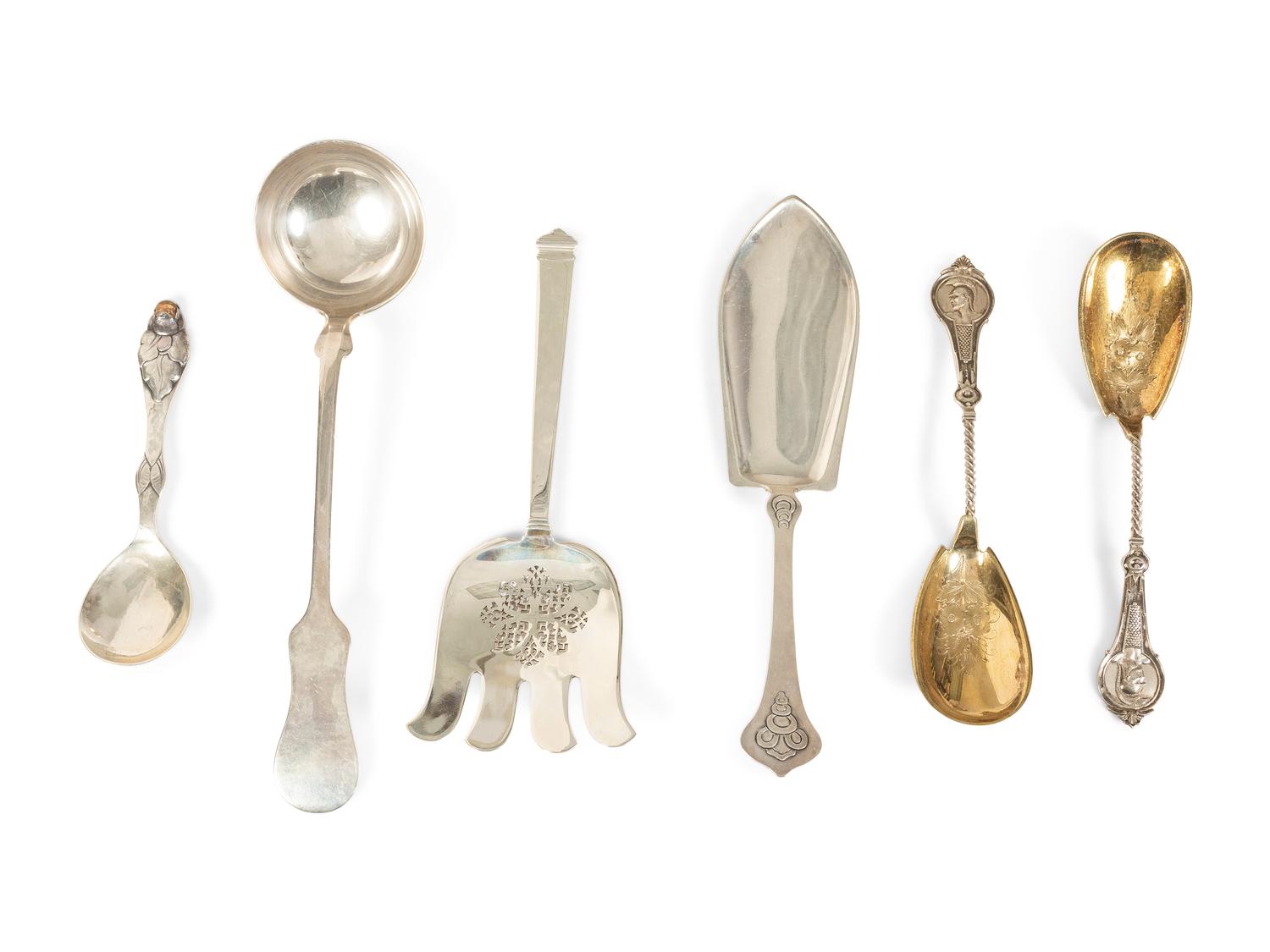 A Group of Silver Serving Flatware