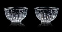 A Pair of Orrefors Cut Glass Bowls Height 4 3/4 x diameter 8 inches.