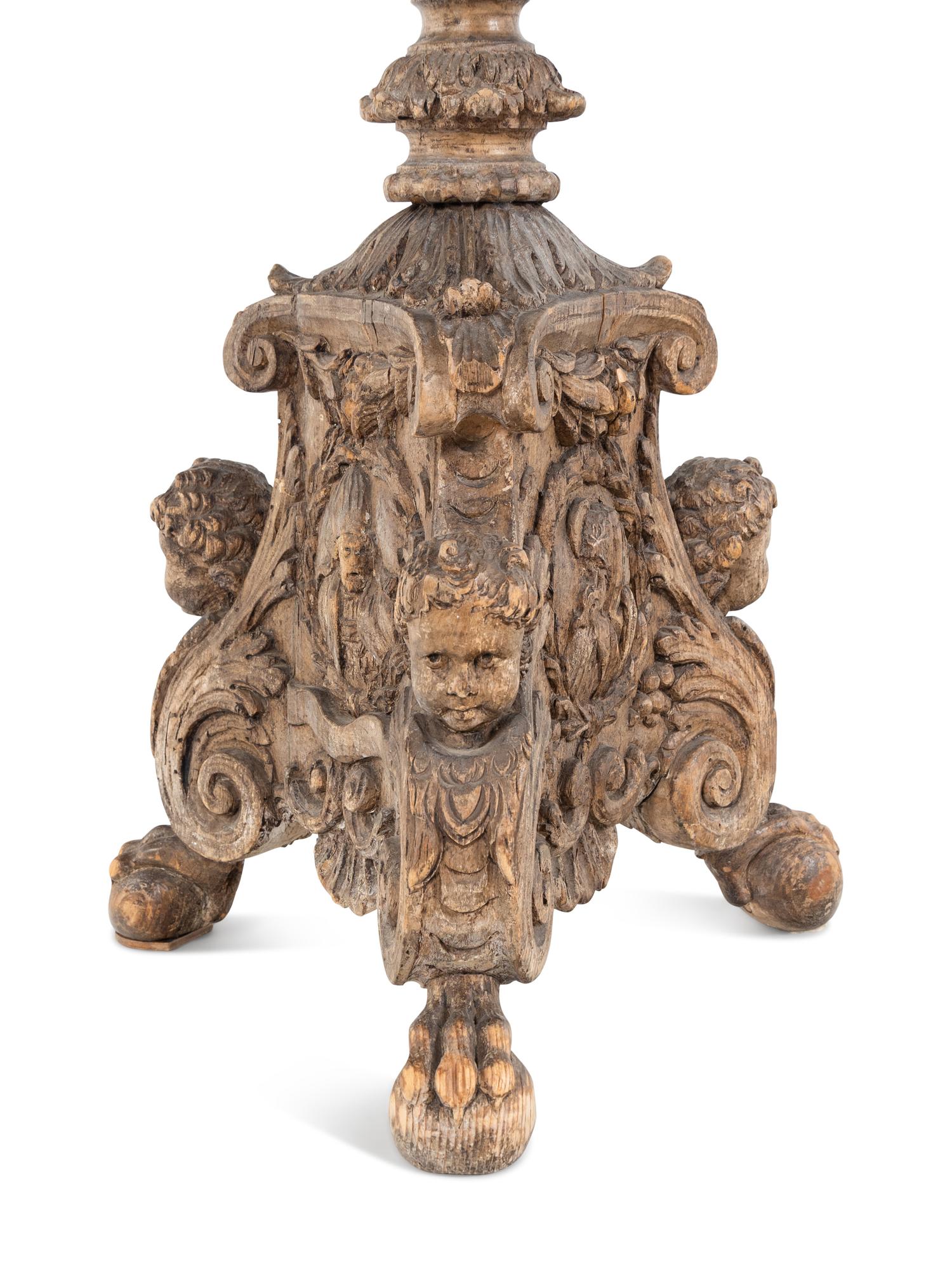 A Pair of Italian Giltwood Pricket Sticks