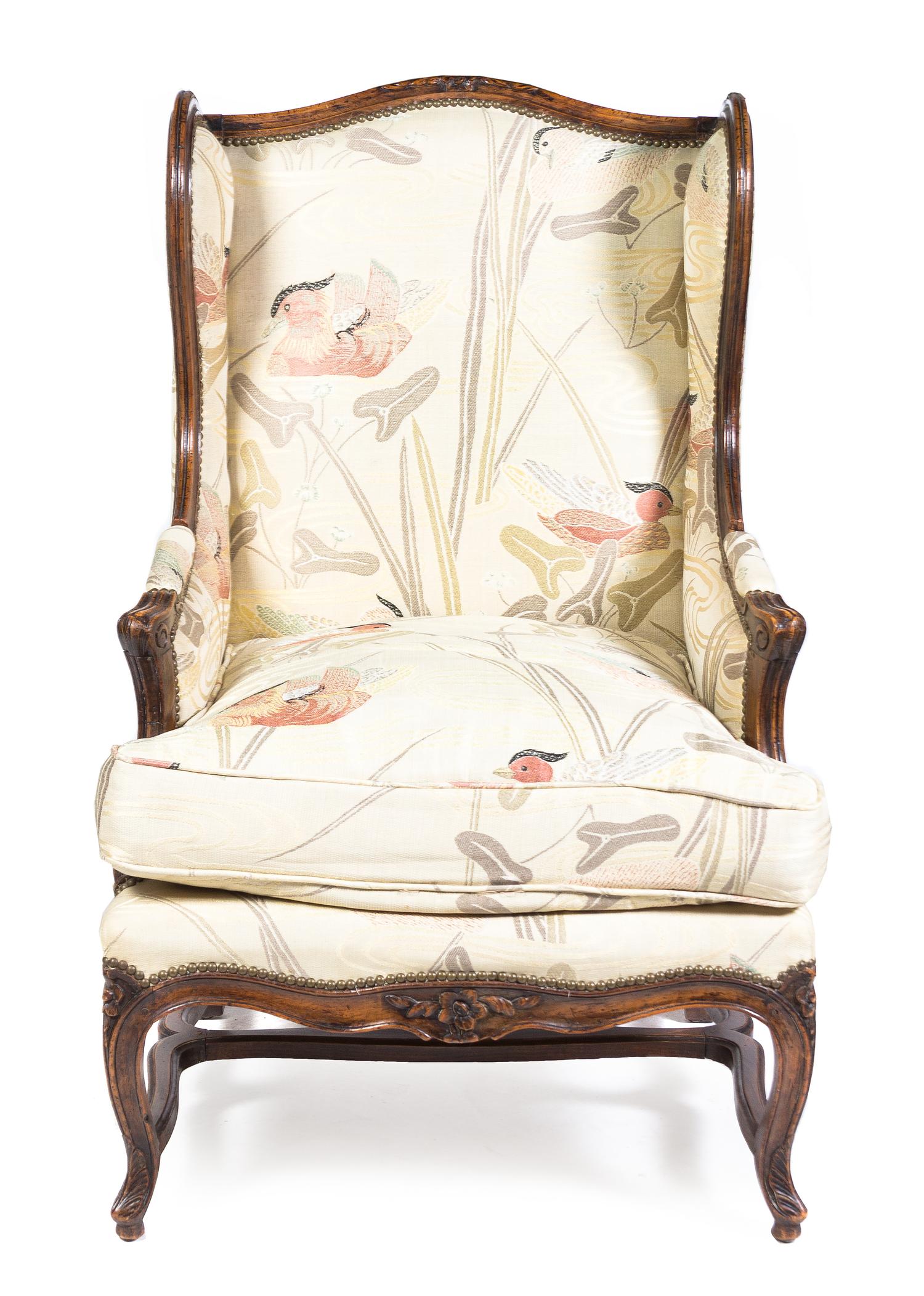 A Louis XV Style Bergere a Oreilles, 20TH CENTURY, Height 43 1/2 inches. — 20TH CENTURY,