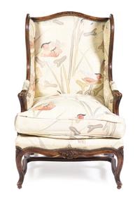 A Louis XV Style Bergere a Oreilles, 20TH CENTURY, Height 43 1/2 inches. — 20TH CENTURY,