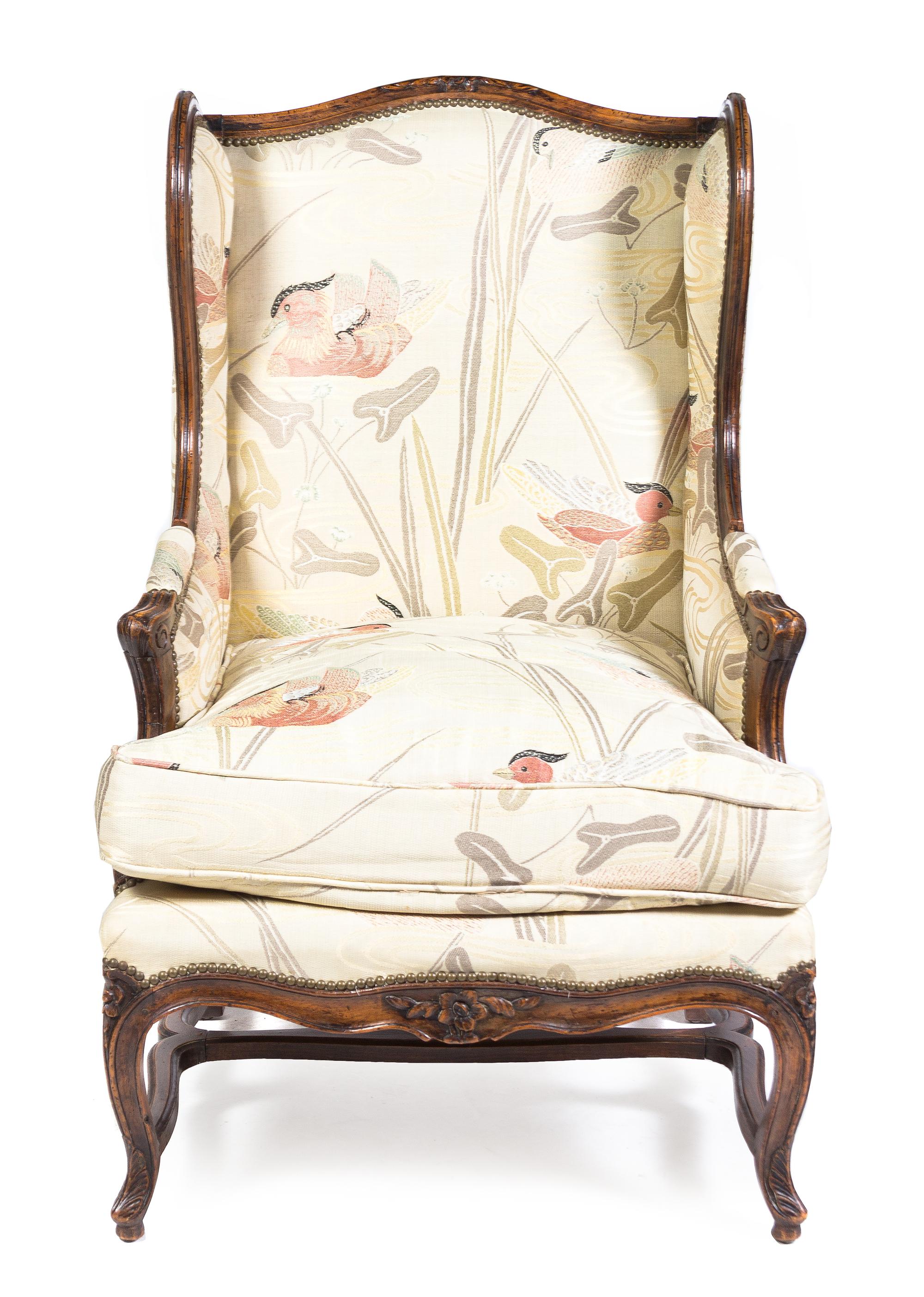 A Louis XV Style Bergere a Oreilles, 20TH CENTURY, Height 43 1/2 inches. — 20TH CENTURY,