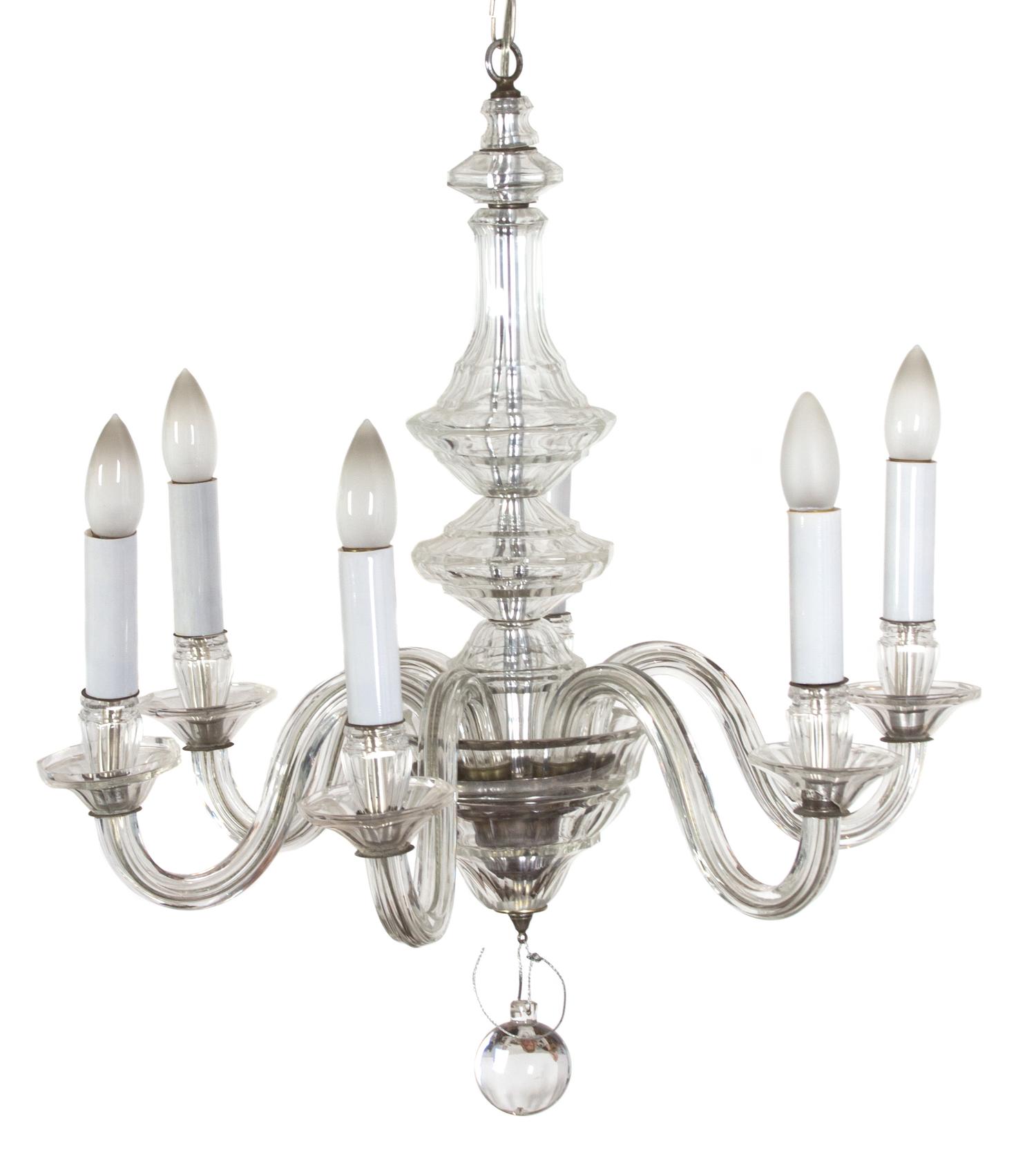 A Baccarat Six-Light Chandelier Height 25 x diameter 23 inches. — 20TH CENTURY