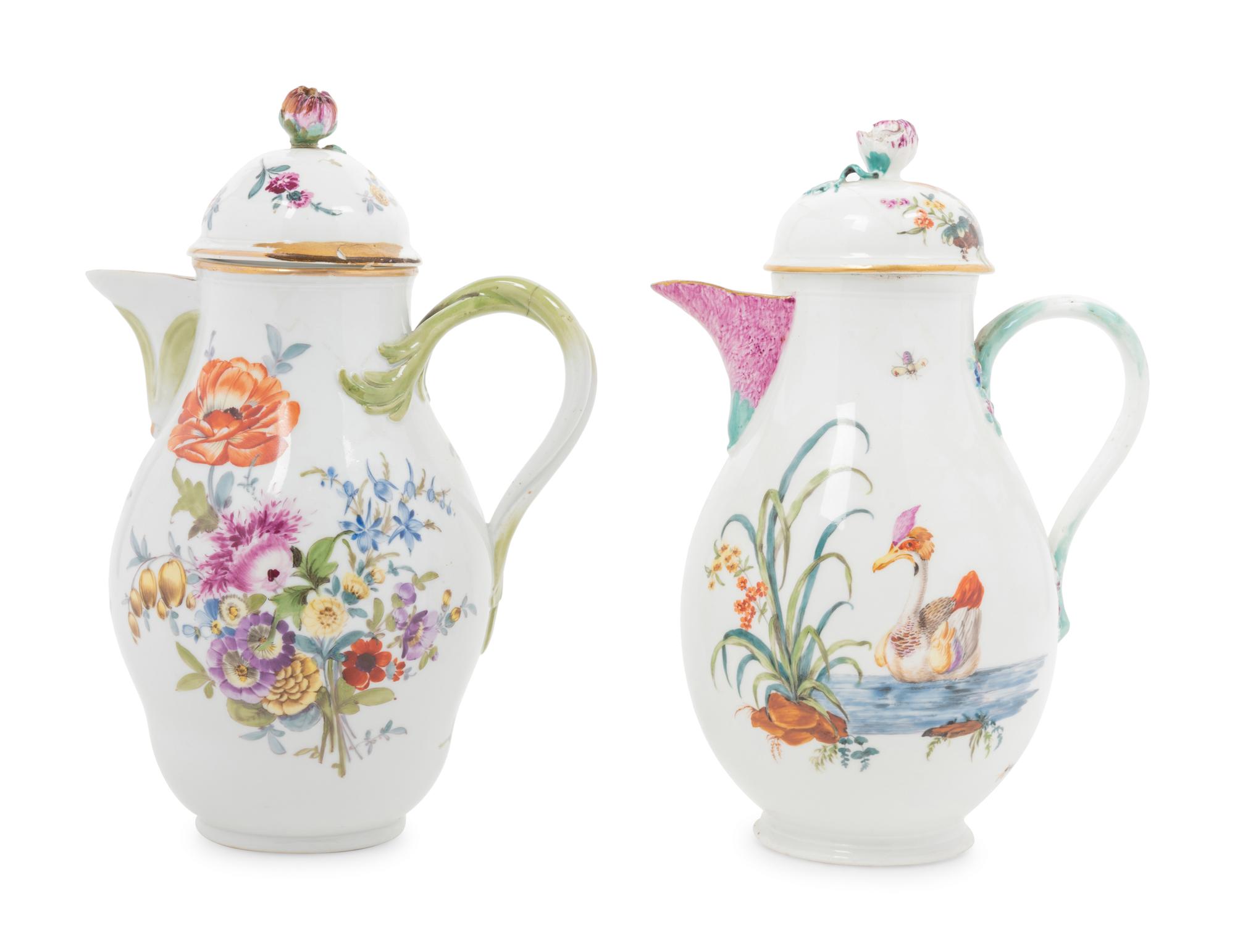 Two Continental Porcelain Coffee Pots