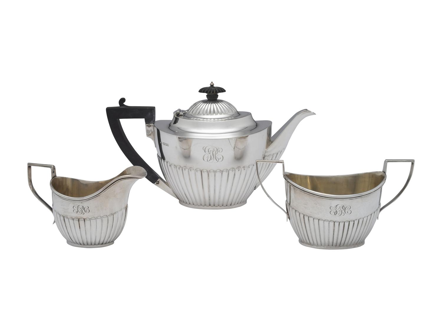 A Three-Piece Silver Tea Service