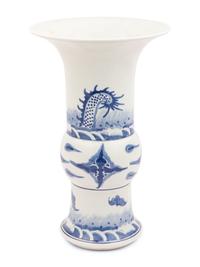 A Chinese Blue and White Porcelain Gu Vase