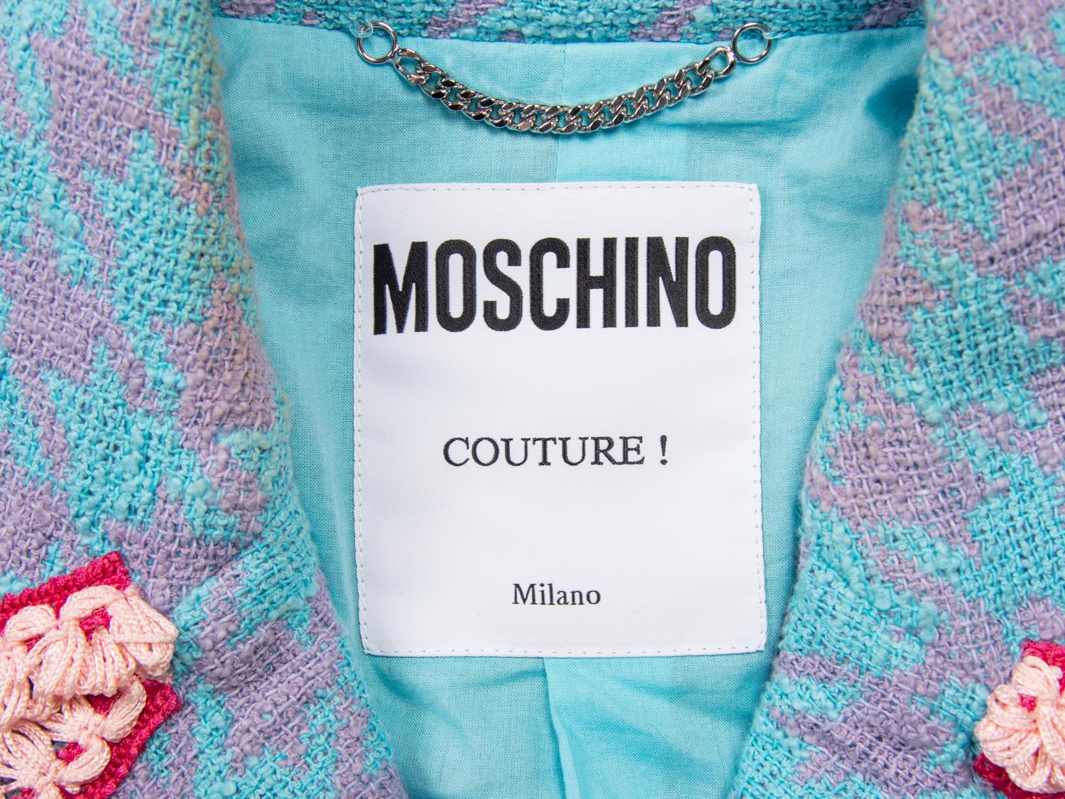 MOSCHINO, BOUCLÉ TWEED CROP MOTO JACKET