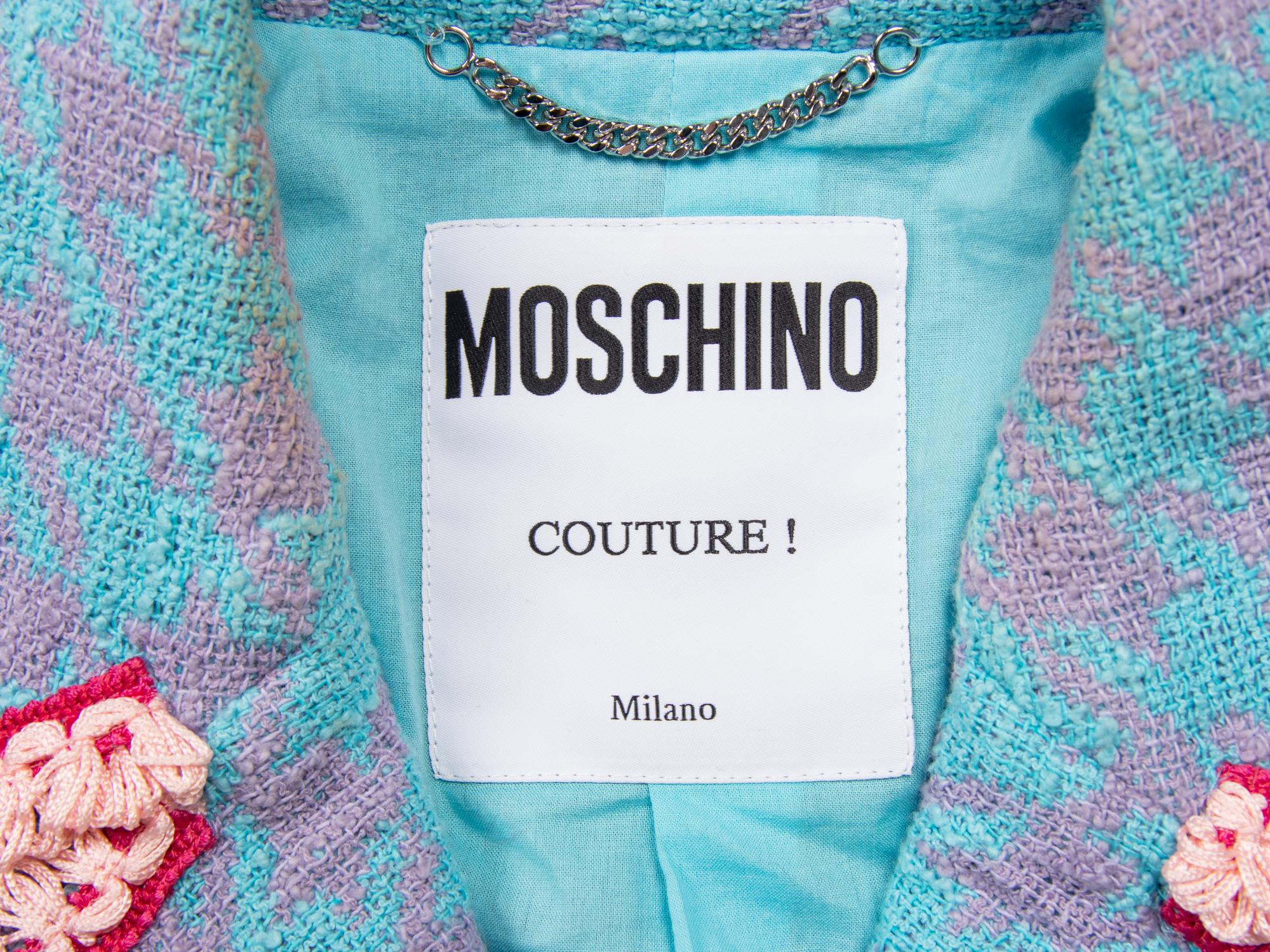 MOSCHINO, BOUCLÉ TWEED CROP MOTO JACKET