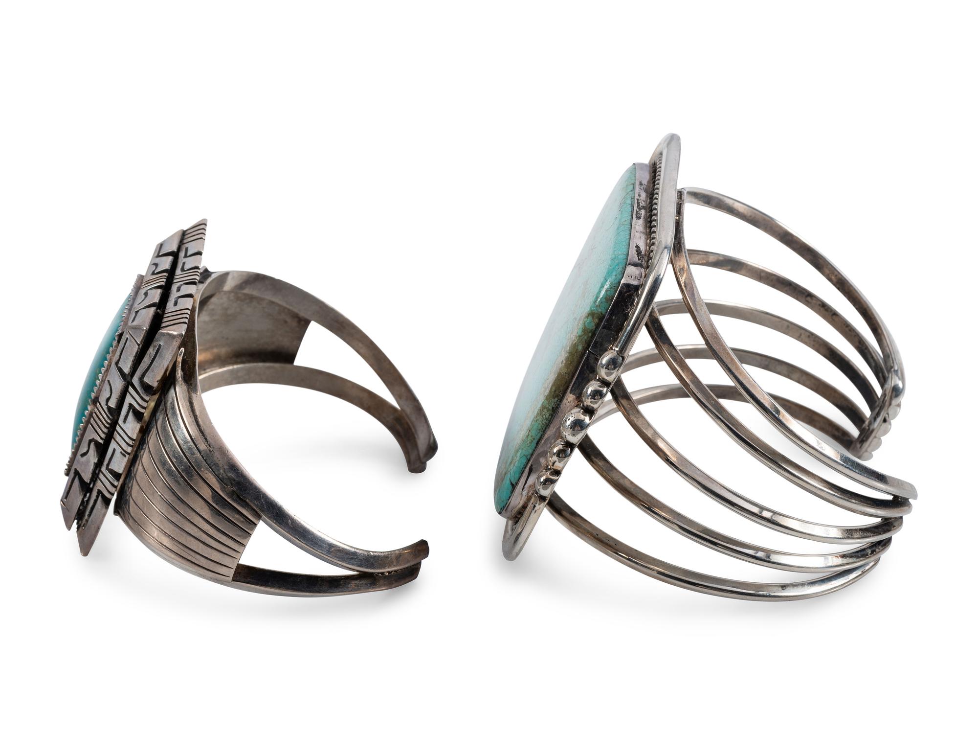 Navajo Sterling Silver and Turquoise Cuff Bracelets