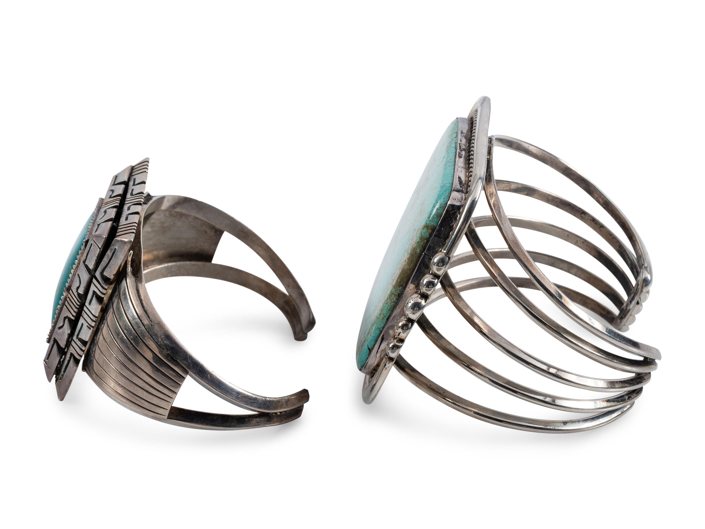 Navajo Sterling Silver and Turquoise Cuff Bracelets