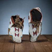 A'aninin Beaded Buffalo Hide Moccasins
