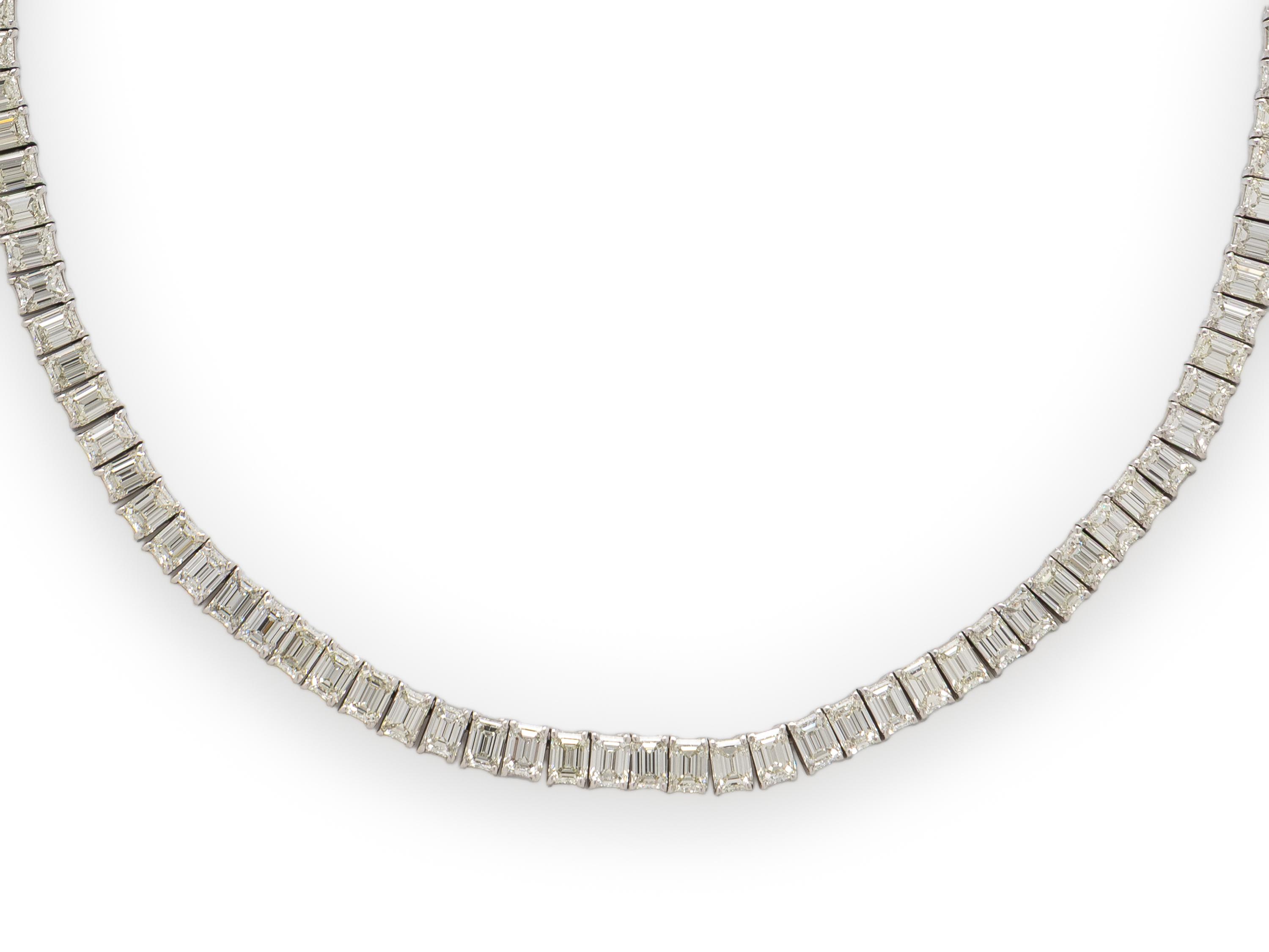 DIAMOND AND WHITE GOLD LINE NECKLACE