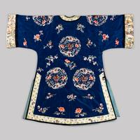 A Blue Ground Embroidered Silk Ladies' Robe