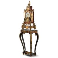 A Large Louis XIV Style Boulle Marquetry and Gilt Metal Mounted Clock and Stand
