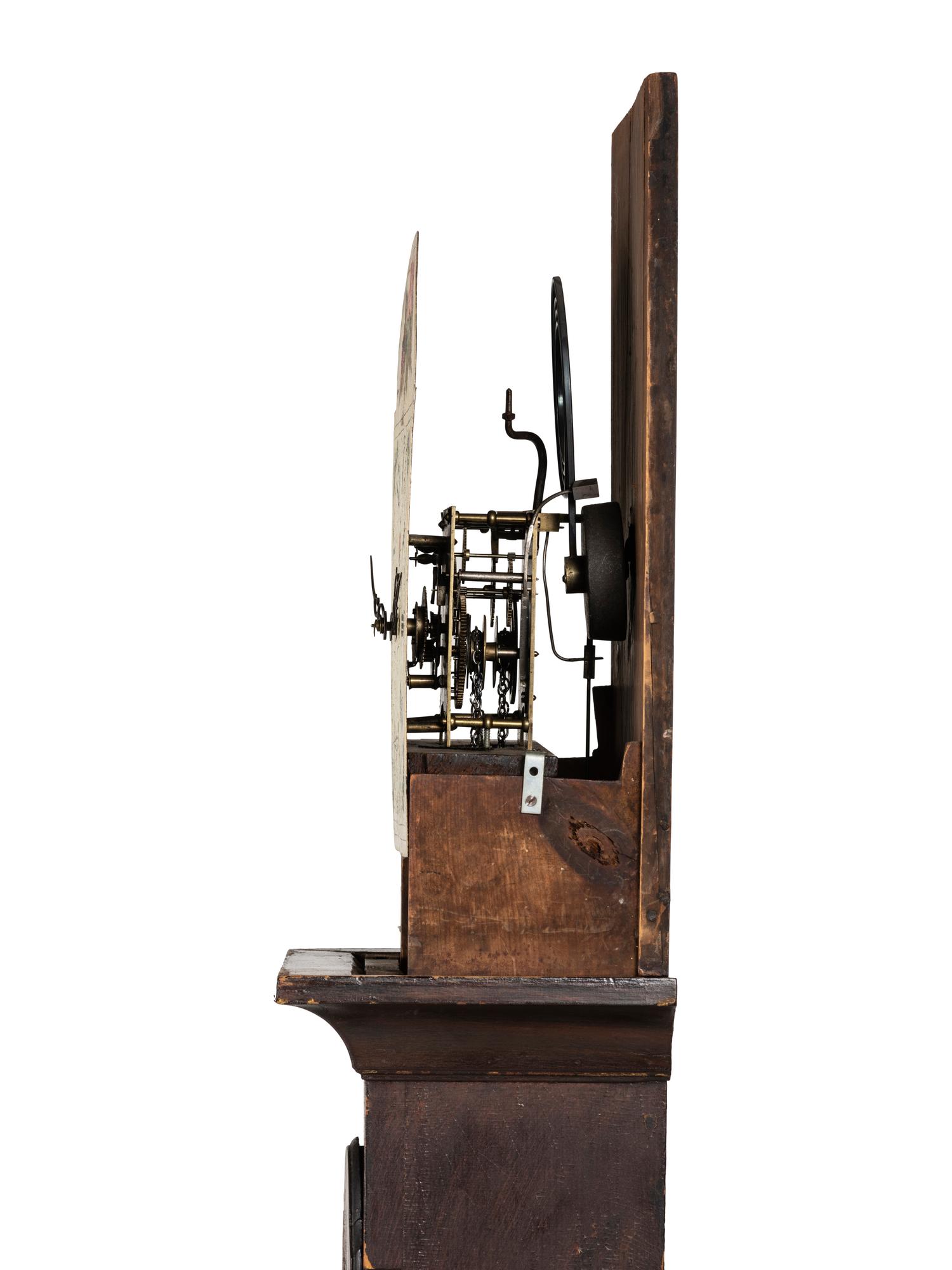 A Chippendale Grain Painted Pine Tall Case Clock