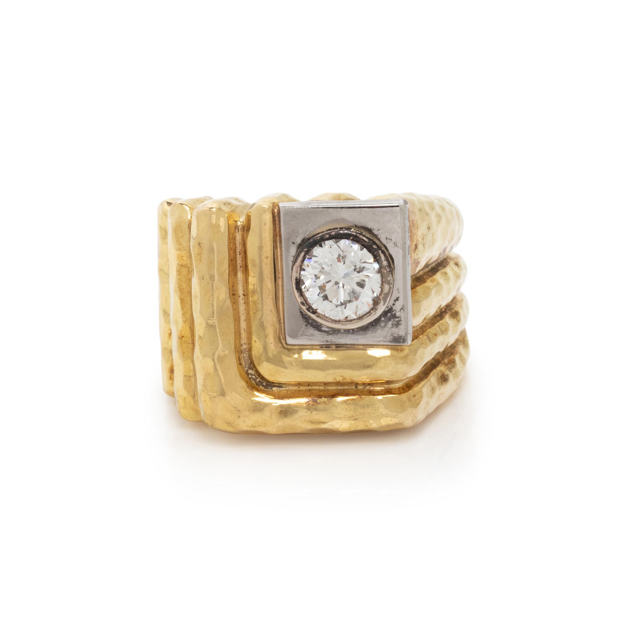 HENRY DUNAY, YELLOW GOLD AND DIAMOND RING