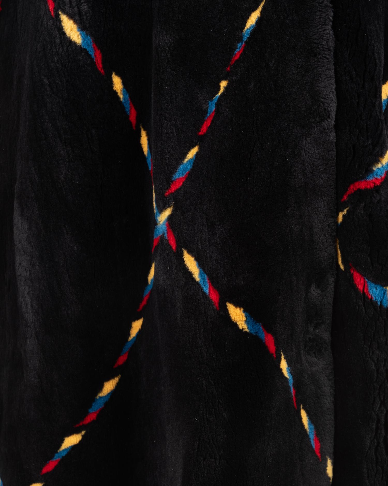 Zuki Sheared Beaver Fur Coat with Multi-Hued Stripes, 1990-2000s