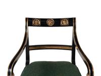 A Pair of Empire Style Ebonized and Parcel Gilt Curule Form Armchairs
