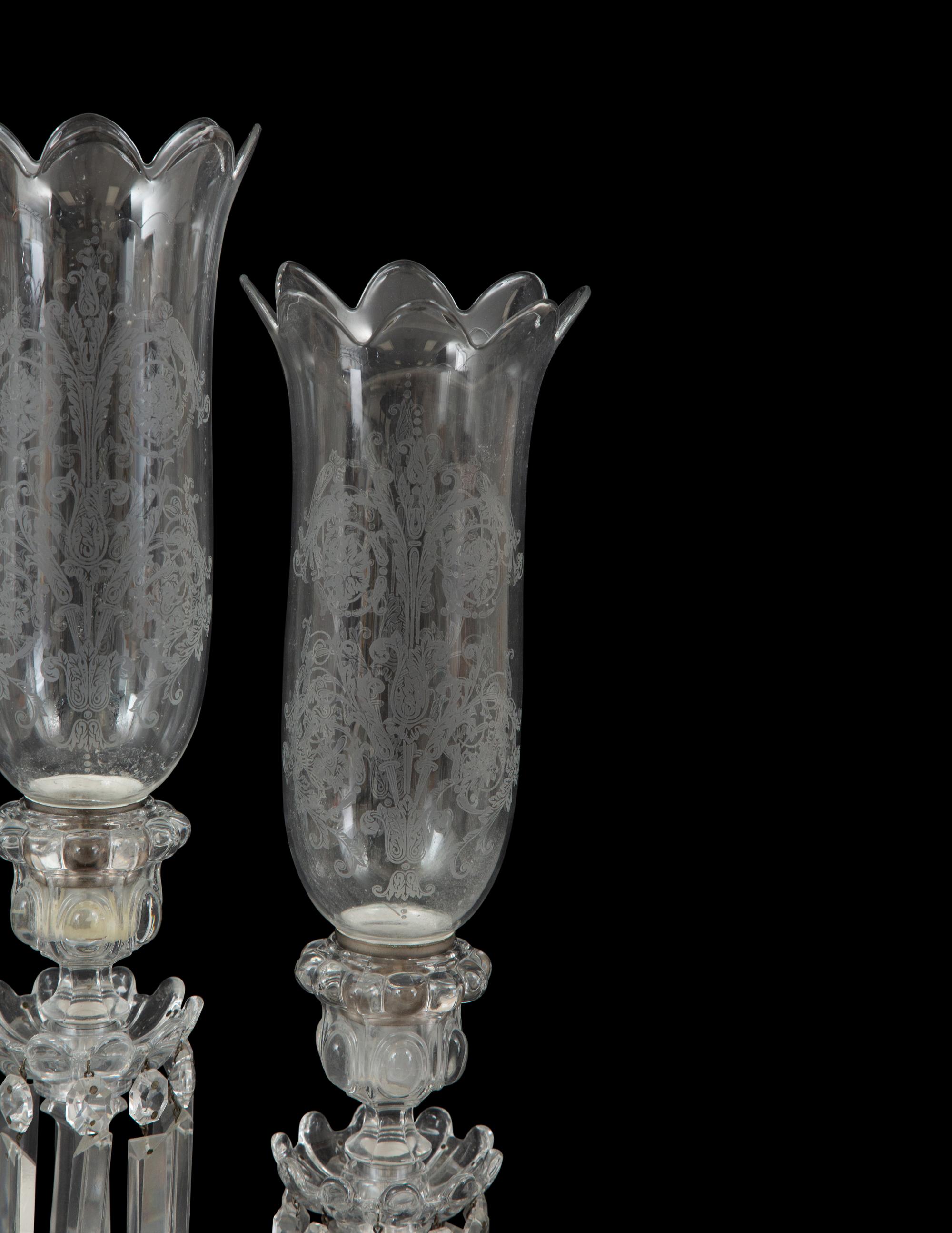 A Baccarat Molded Glass Three-Light Candelabrum