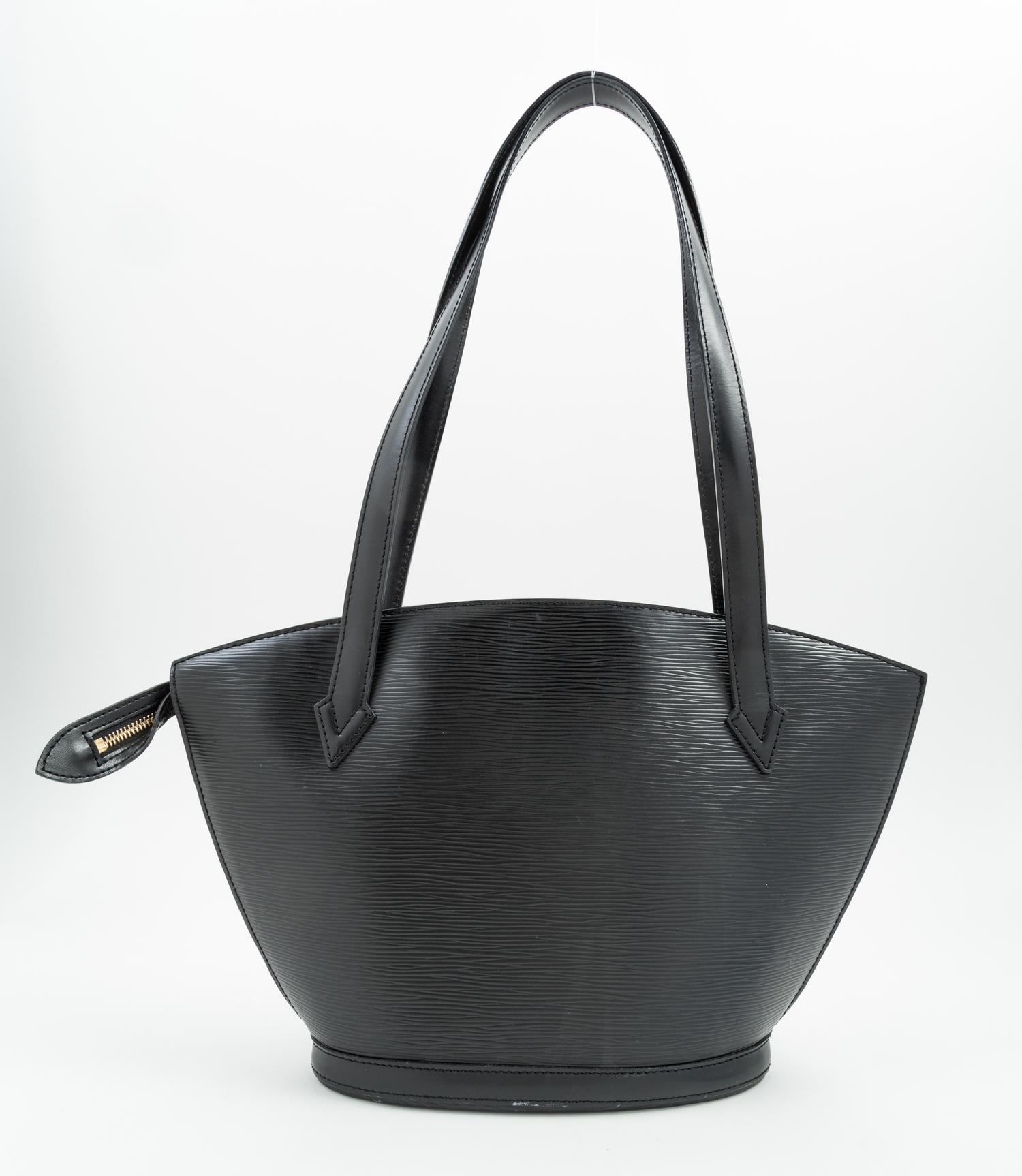 A Louis Vuitton Black Epi Leather Saint Jacques Shoulder Bag, 14.5" x 9.25" x 1.5"; Strap drop: 11".