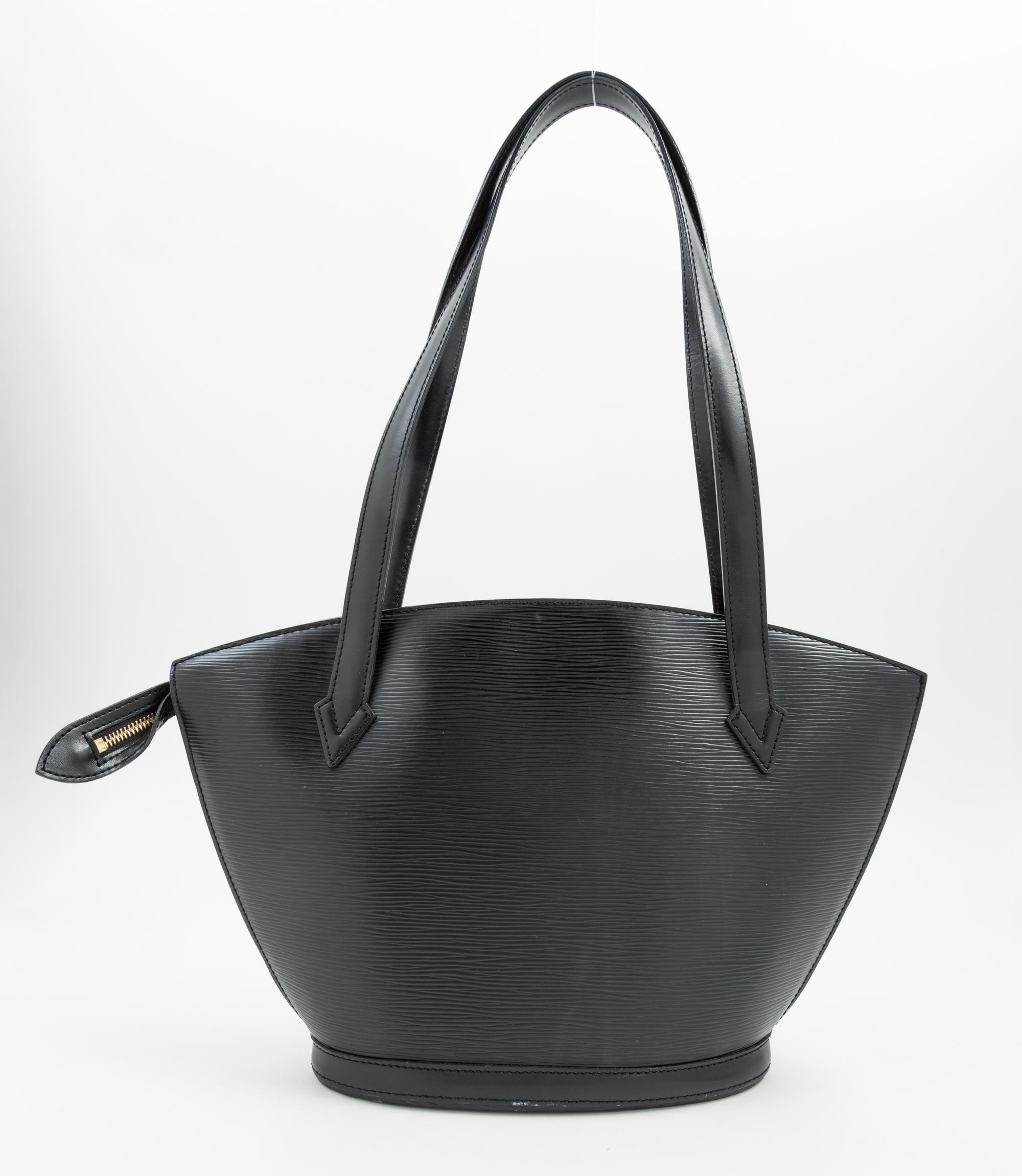 A Louis Vuitton Black Epi Leather Saint Jacques Shoulder Bag, 14.5" x 9.25" x 1.5"; Strap drop: 11".