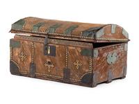 An English Brass Studded Hide-Clad Trunk