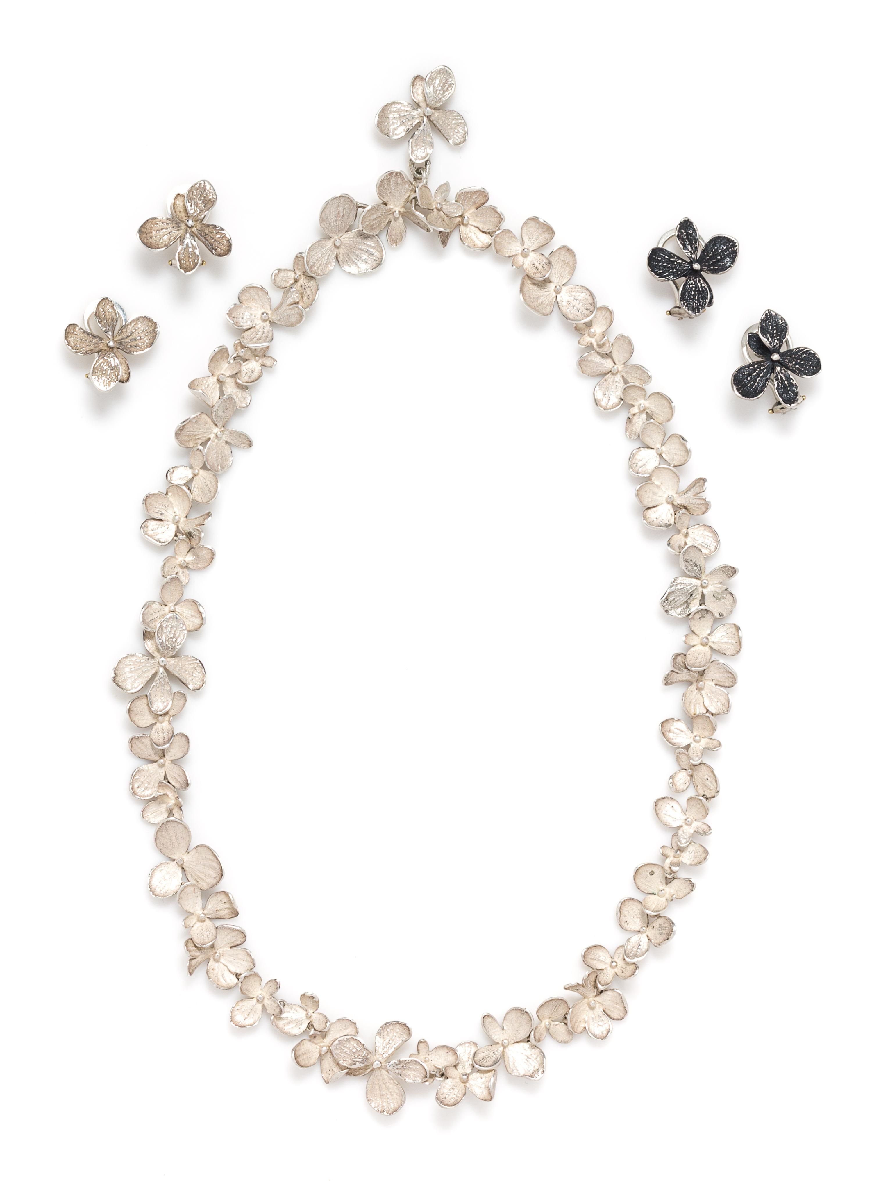 A Collection of Sterling Silver "Hydrangea" Jewelry, John Iversen, 27.60 dwts.