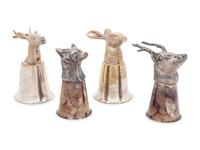 Four English Silver-Plate Stirrup Cups