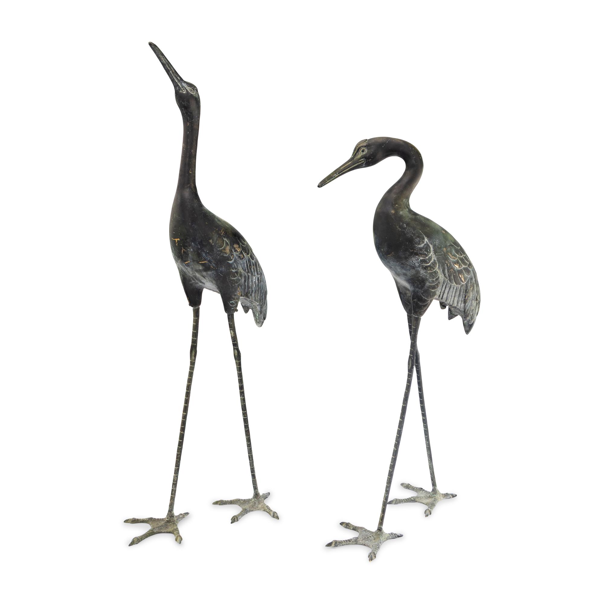 A Pair of Japanese Mixed-Metal Models of Cranes