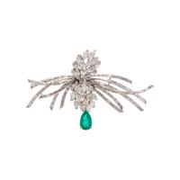 DIAMOND AND EMERALD BROOCH