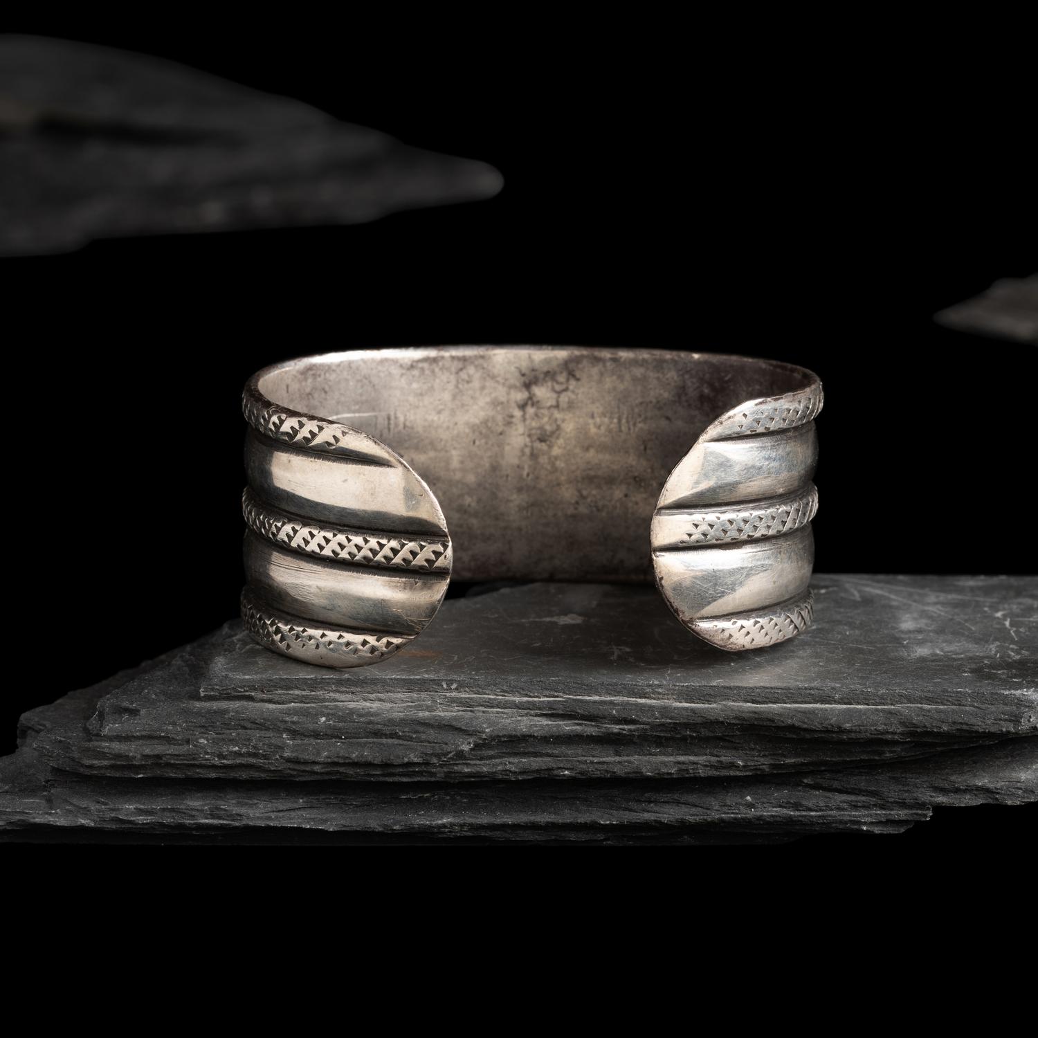 Early Navajo Ingot and Cerillos Turquoise Cuff Bracelet