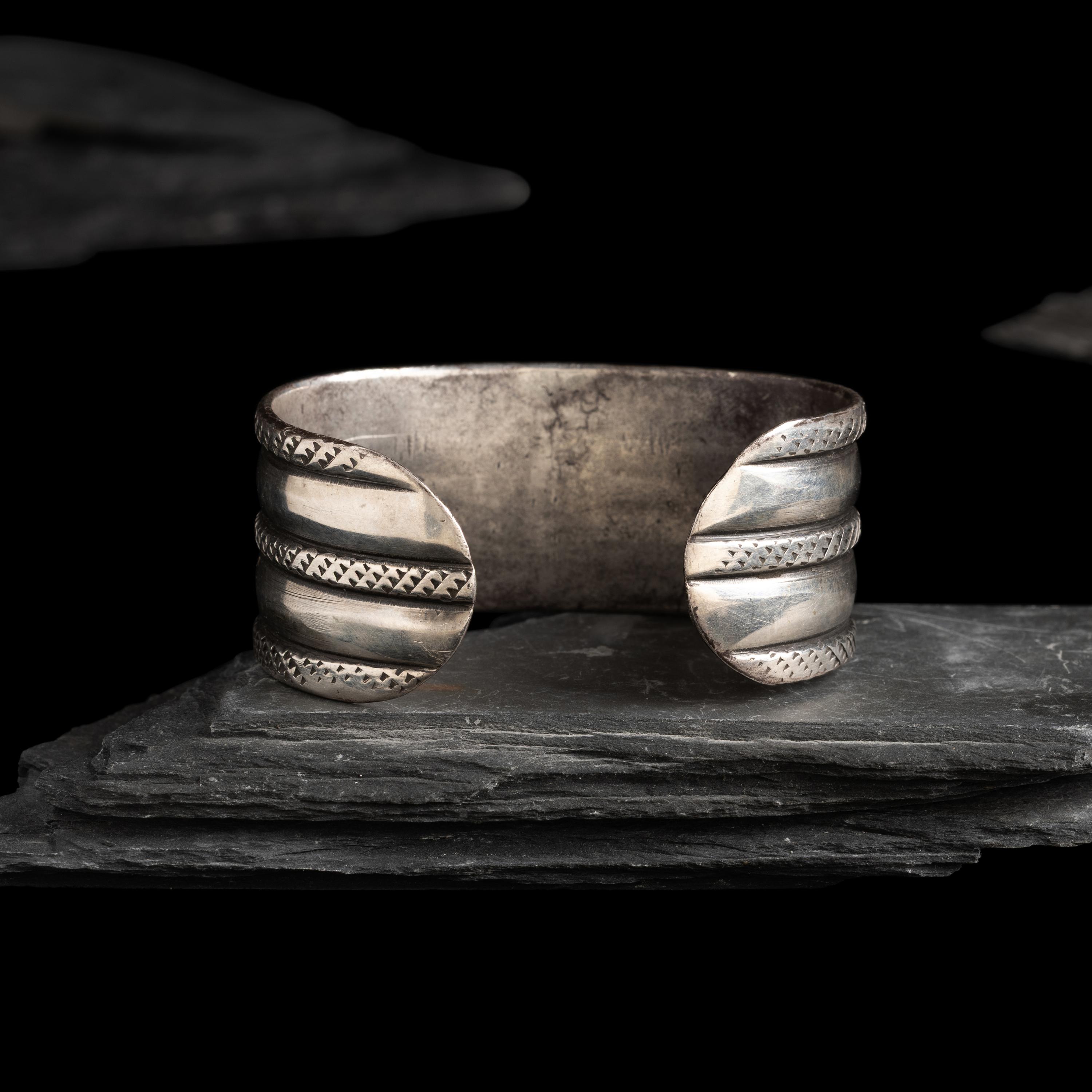 Early Navajo Ingot and Cerillos Turquoise Cuff Bracelet