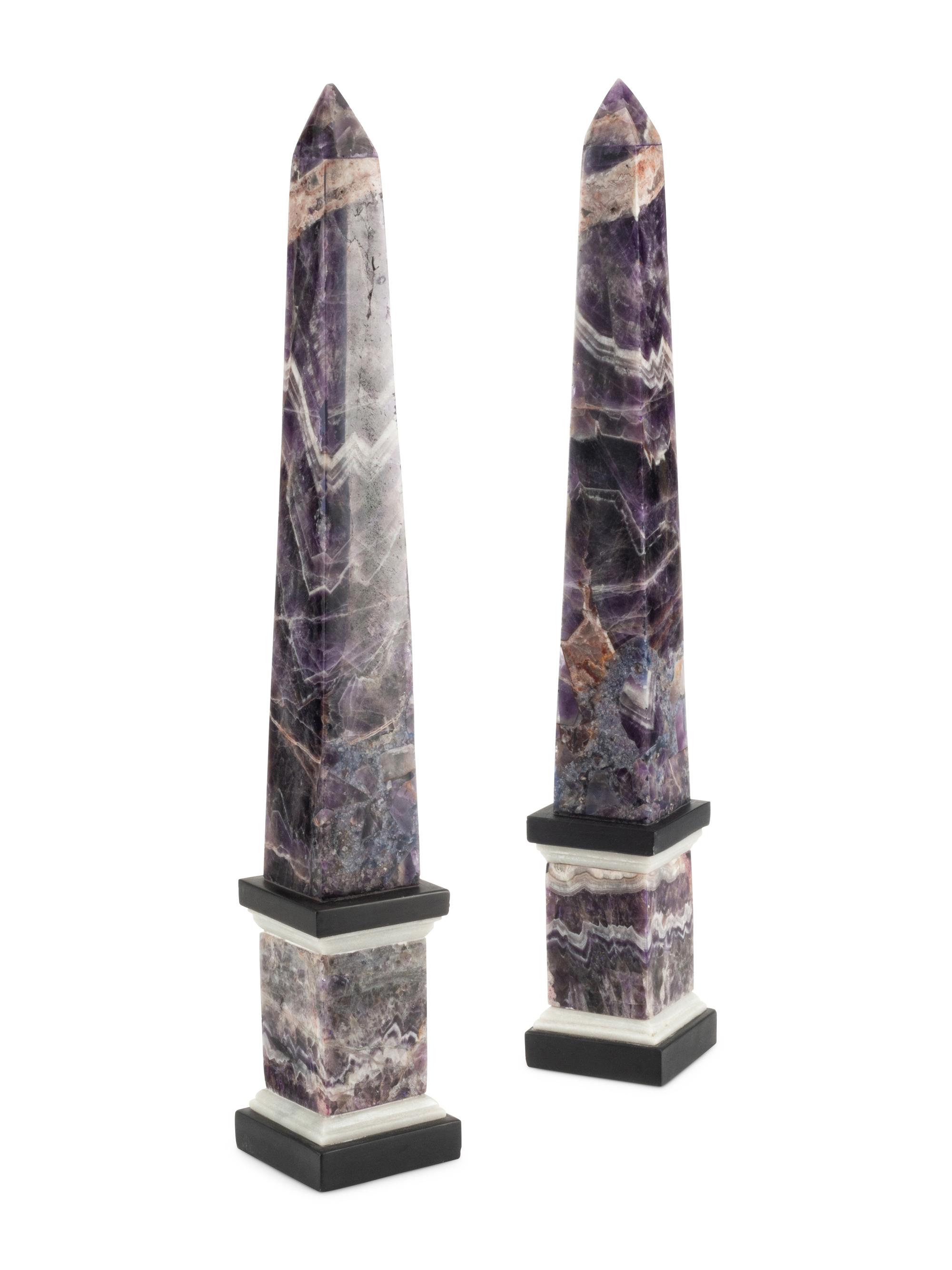 A Pair of Hardstone Obelisks