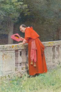 Jehan Georges Vibert, (French, 1840-1902), Viewing the Garden
