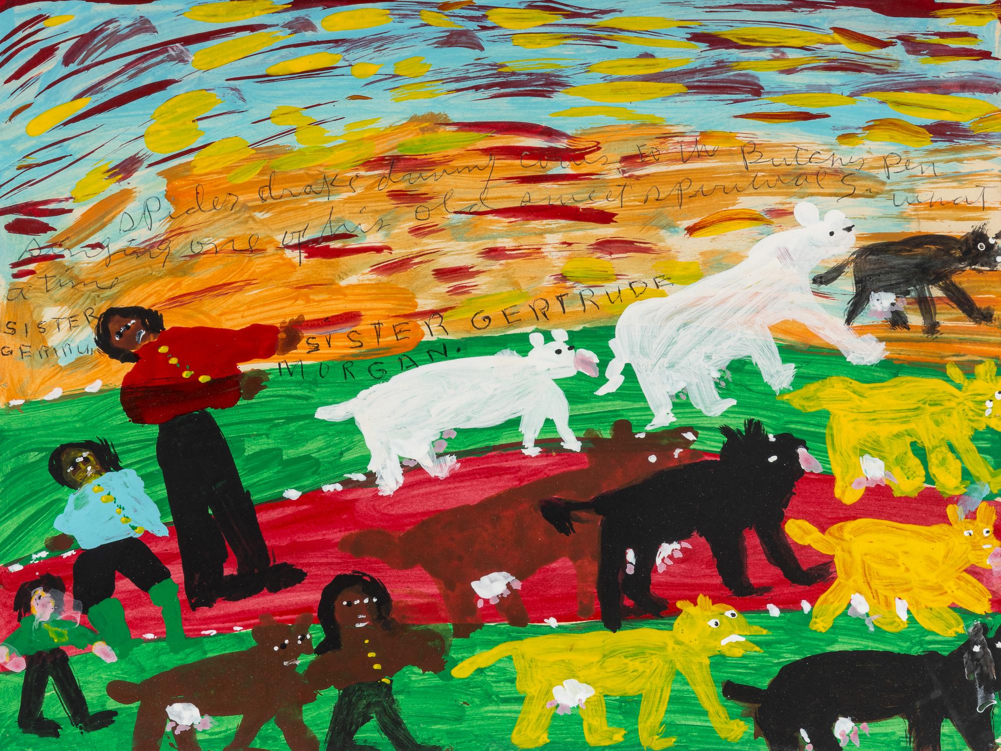 Sister Drake Driving Cows to the Butcher's Den