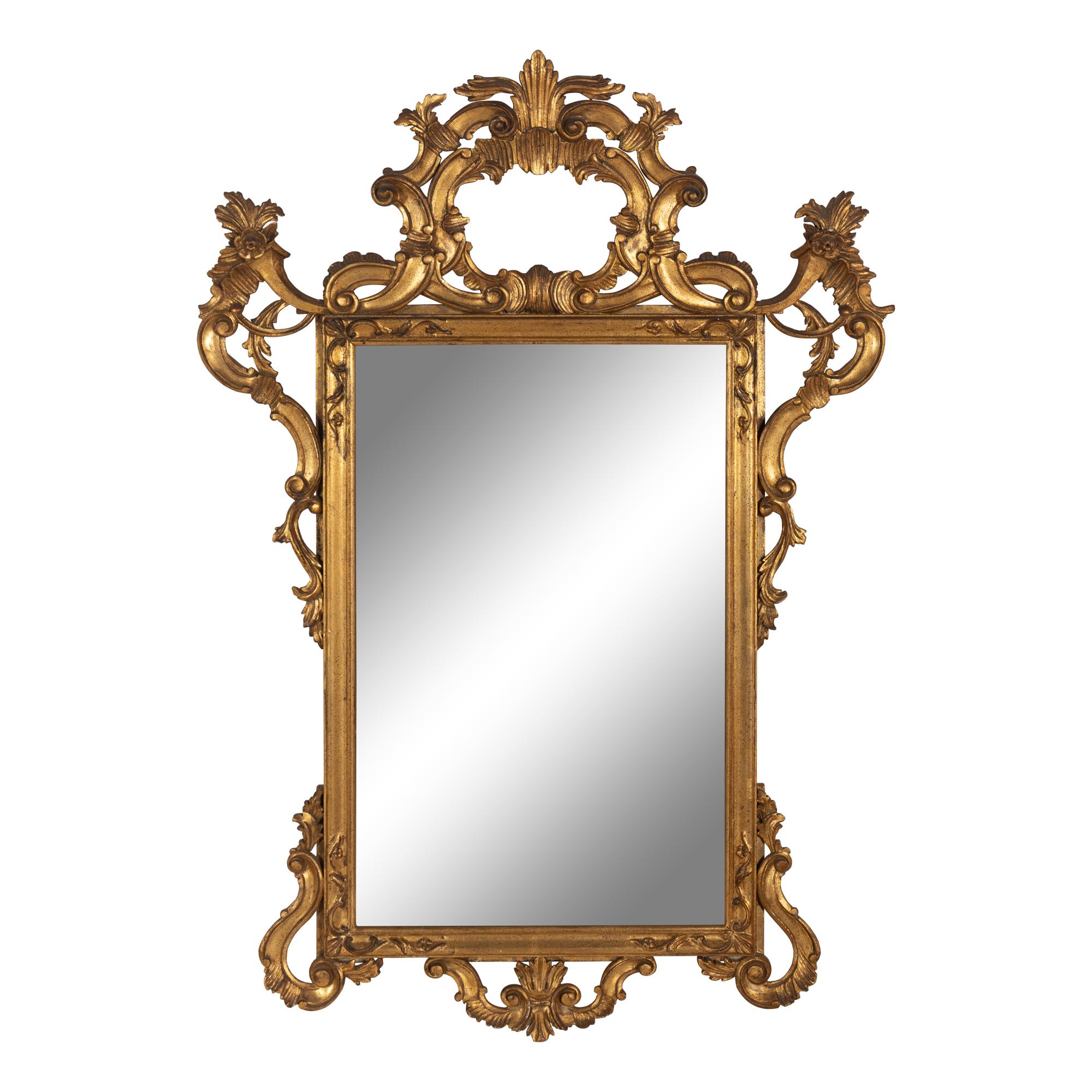 A Pair of Italian Baroque Style Giltwood Mirrors