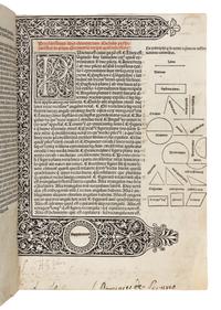 EUCLID (fl. ca 300 B.C.). Elementa geometriae . Translated from the Arabic by Adelard of Bath. Edited by Giovanni Campano. Venice: Erhard Ratdolt, 25 May 1482.