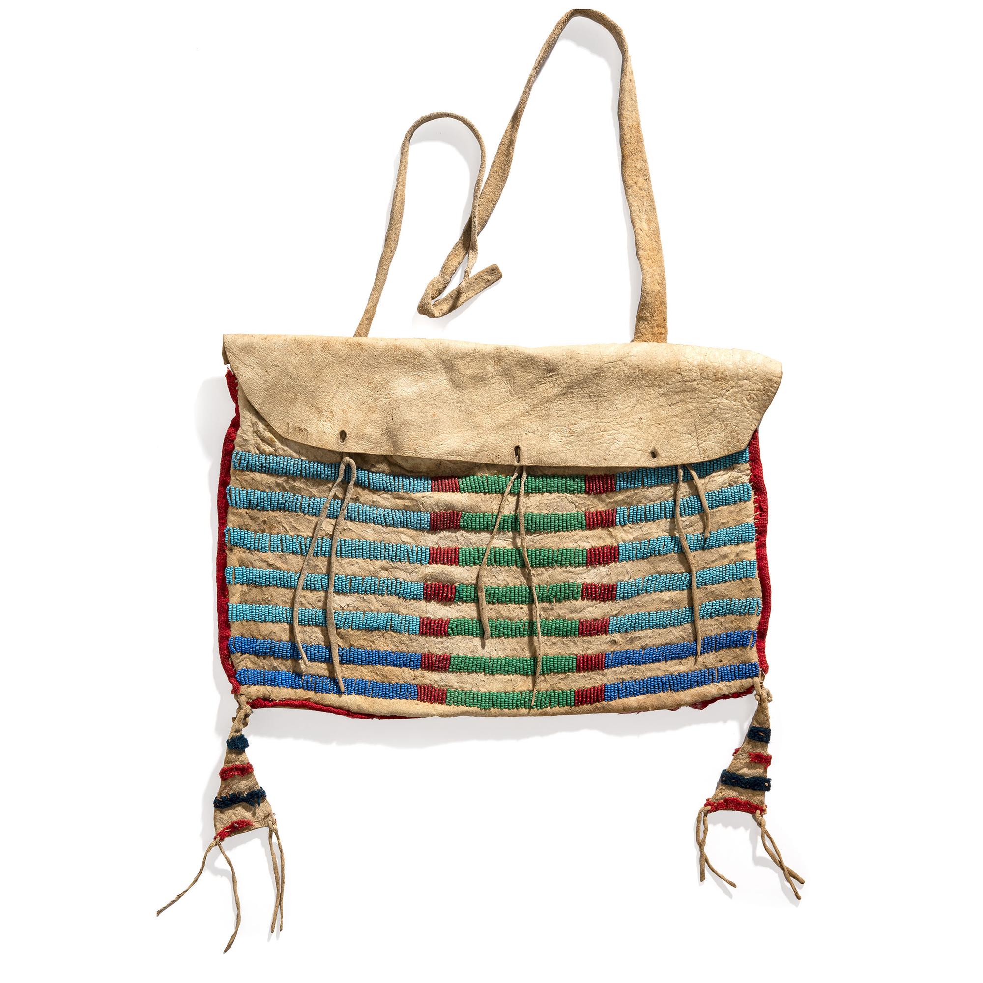 Apsáalooke (Crow) or Nez Perce Beaded Buffalo Hide Work Bag