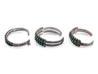 Navajo or Zuni Silver and Petit Point Turquoise Cuff Bracelets