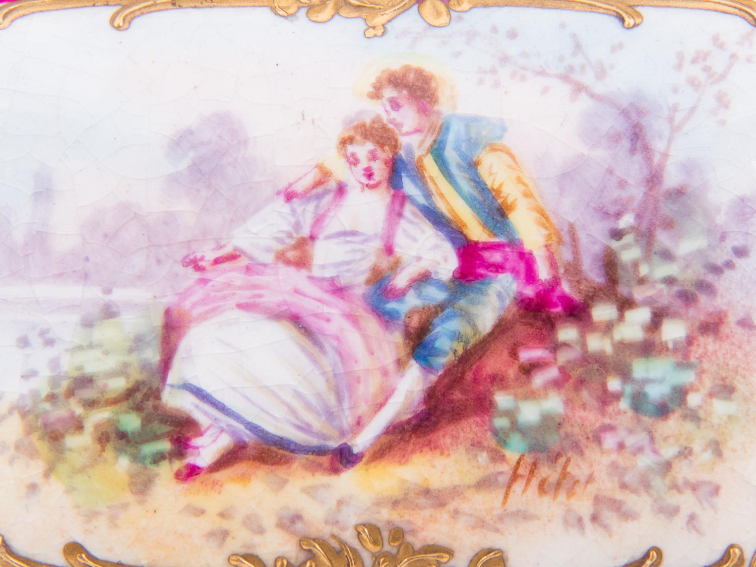 Three Sèvres Style Painted and Parcel Gilt Porcelain Articles