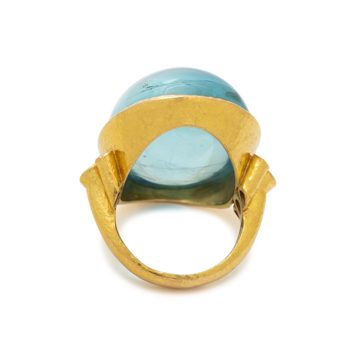 ELIZABETH LOCKE, AQUAMARINE AND DIAMOND RING